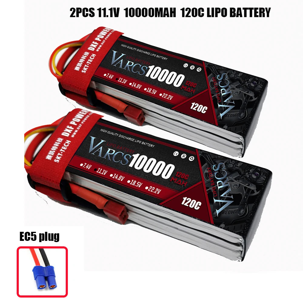 2PCS VARCS 7.4V 7.6V 11.4V 11.1V 15.2V 14.8V 22.2V 2S 3S 4S 6S 5200Mah 6300Mah 6500mAh 6200mAh 6750mAh 8000mAh 7000mAh 10000mah