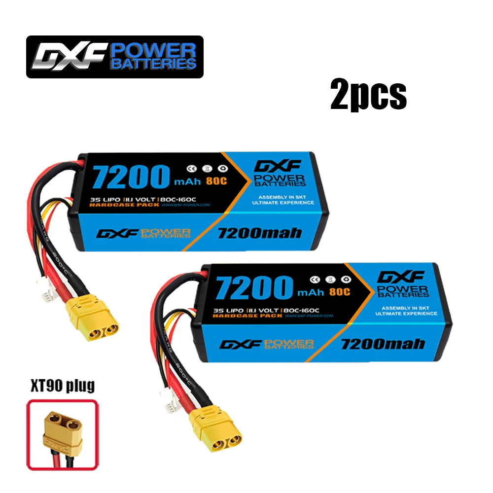 2PCS DXF battery 3S Lipo 11.1V 11.4V 5200mah 6200mah 7200mah 8000mah 9200mah 6750mah 80C 100C 130C with EC5 XT90 T for RC Car
