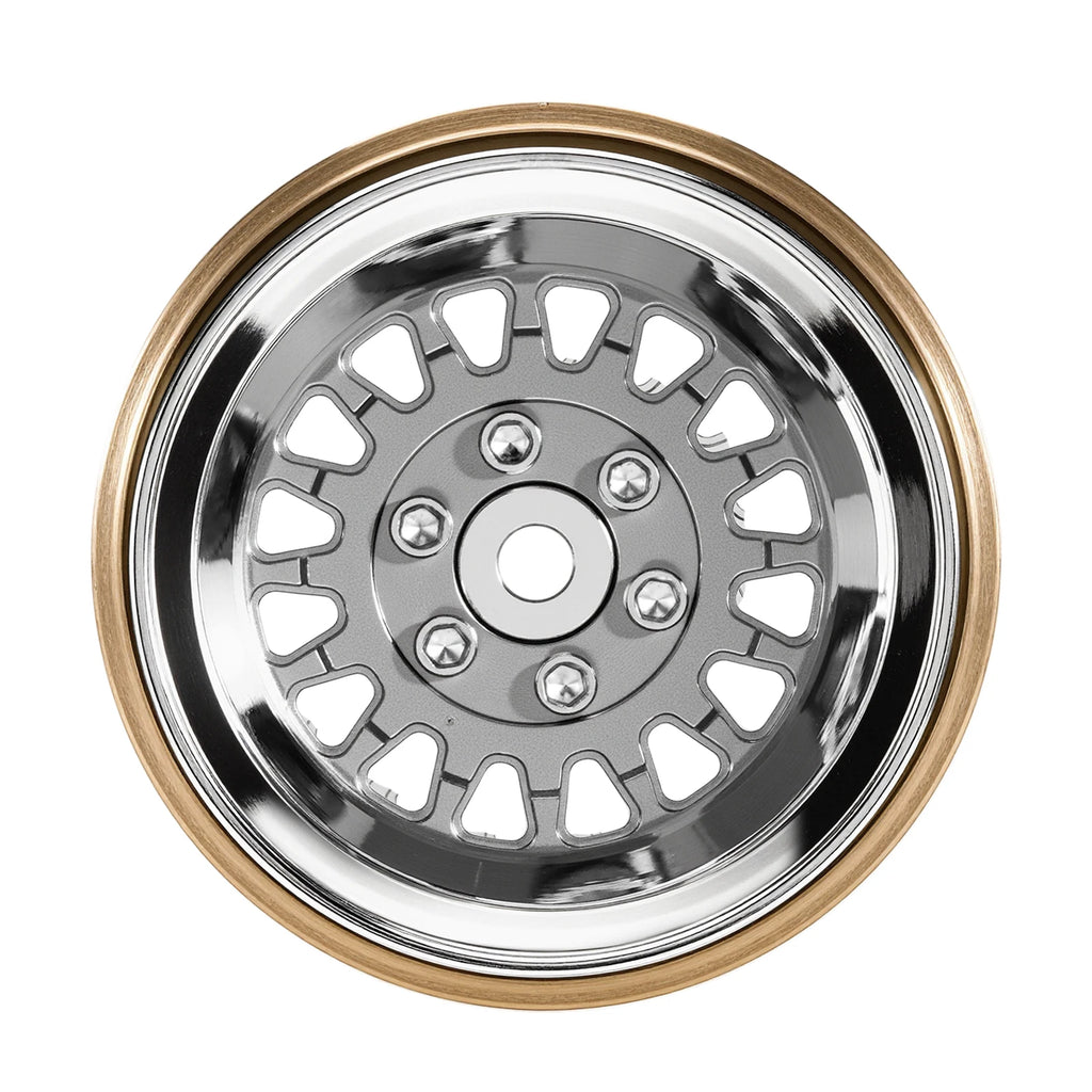 INJORA ModuWheel 1.3" Brass & Aluminum Beadlock Wheels, Negative Offset, for 1/18 1/24 RC Crawlers