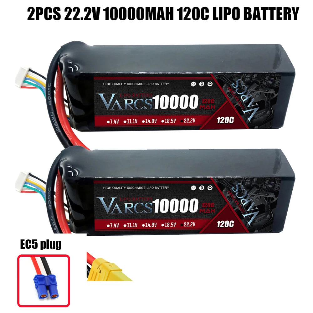 2PCS VARCS 7.4V 7.6V 11.4V 11.1V 15.2V 14.8V 22.2V 2S 3S 4S 6S 5200Mah 6300Mah 6500mAh 6200mAh 6750mAh 8000mAh 7000mAh 10000mah