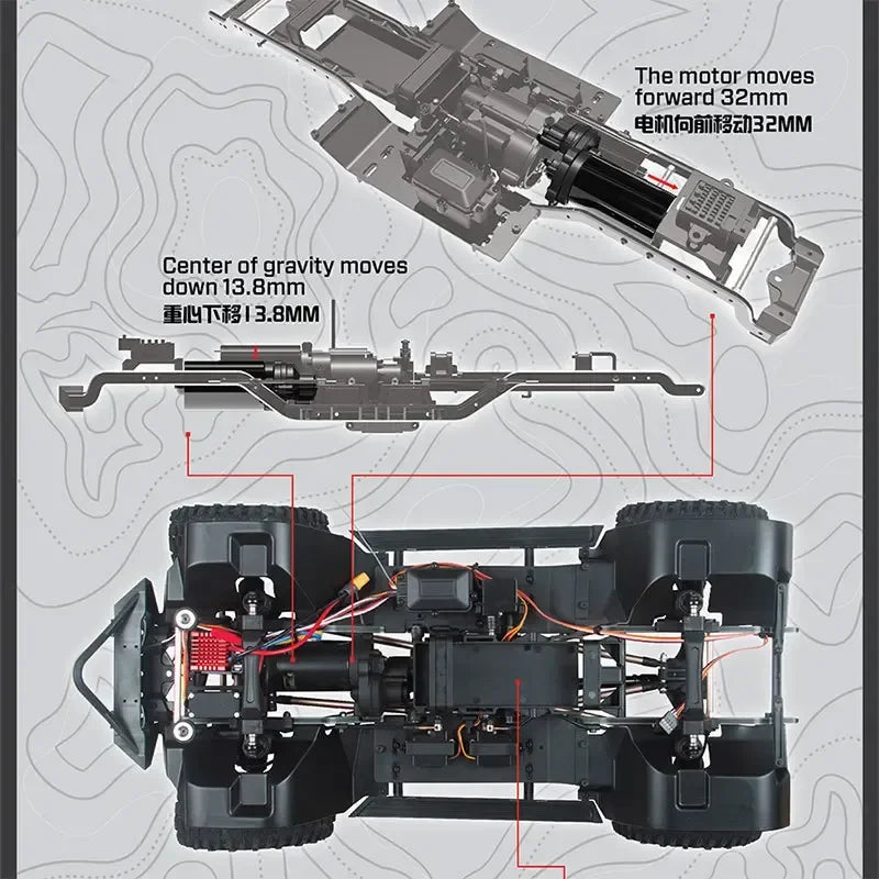 YK4082 V3 Professional RC Remote Control Car 1/8 Climbing Car Four-Wheel Drive Differential Lock Shift Off-Road Vehicle YK4082