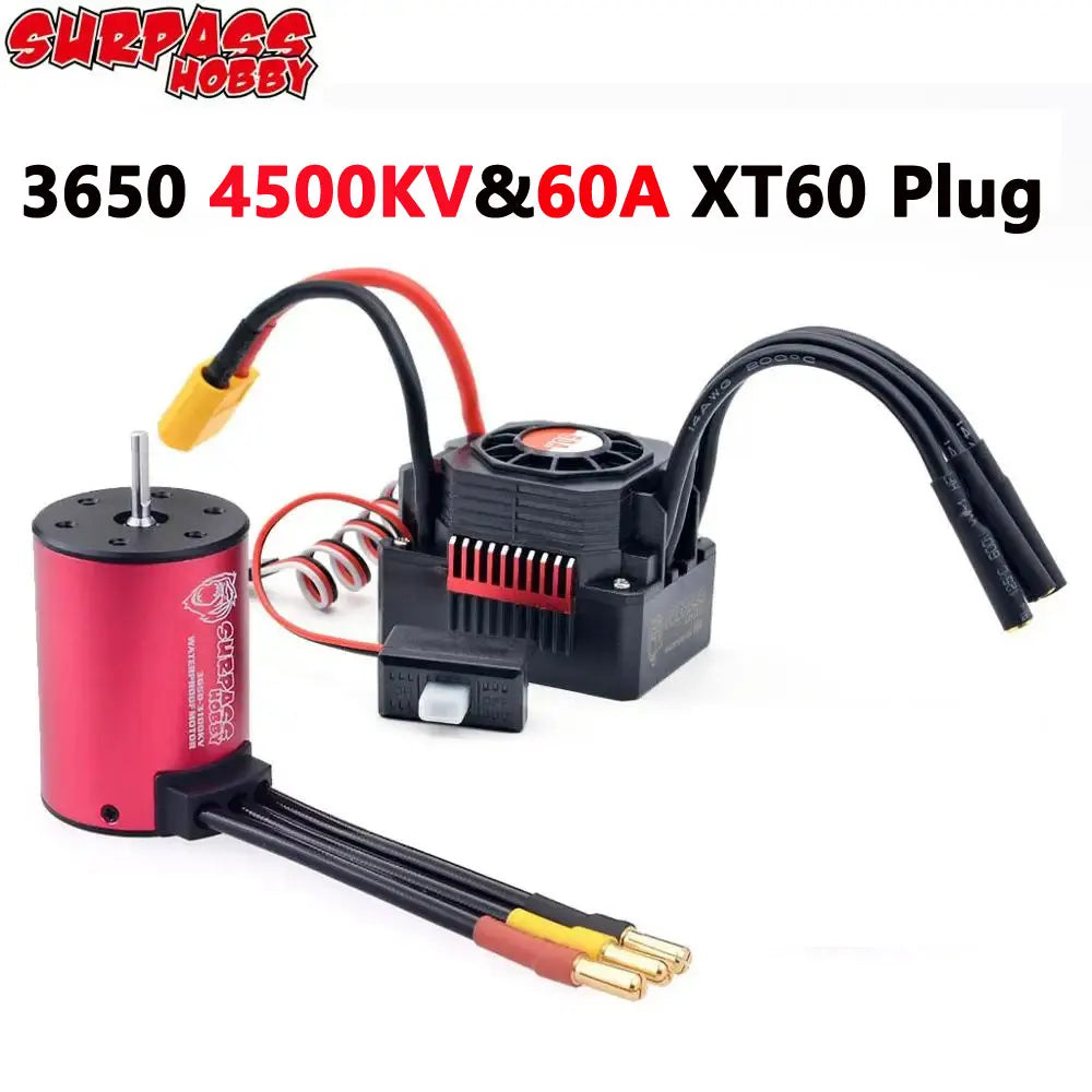 Surpass Hobby KK 3650 Combo Waterproof Brushless Motor 7700/6900/4500/3600/3100KV 3.175mm Shaft w/ 60A/120A ESC for 1/10 RC Car