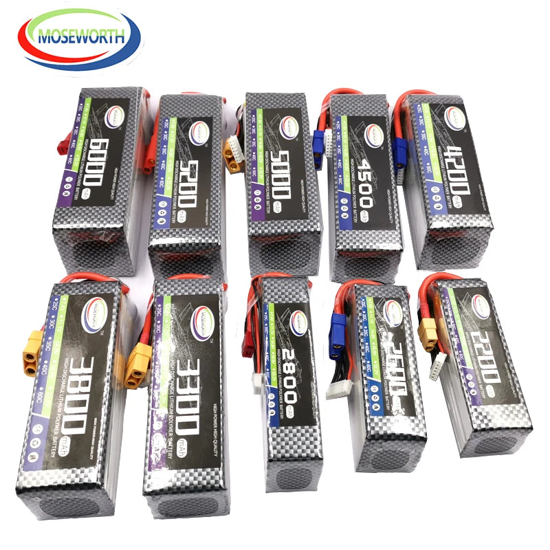 2S 3S 4S 6S 2200 4200 5200 6000mAh 30C 40C 60C 7.4V 11.1V 14.8V RC LiPo Battery For RC Drone Helicopter Aircraft Airplane Car
