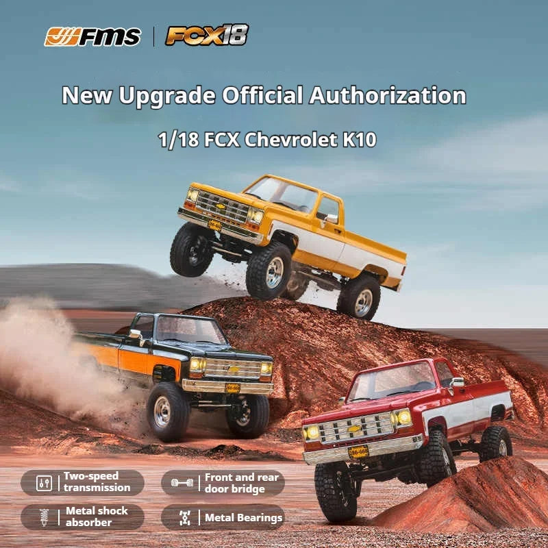 FMS FCX18 1:18 Chevrolet K10 Pickup Truck Officially Authorized Classic Retro Off-road Climbing RC Car Model RTR