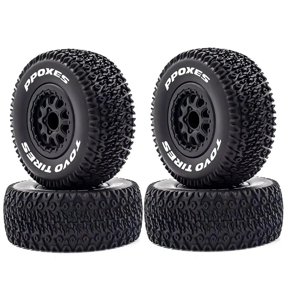 4pcs 112mm 1/10 Short Course Truck Tires Tyre Wheel With 12mm Hex For Slash Arrma Senton HuanQi 727 Vkar 10sc Hpi Rc Car
