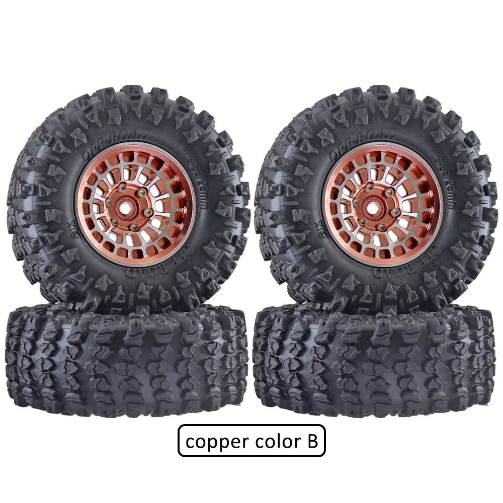 Ajrc Aluminum Alloy 1.3 Inch Beadlock Wheel Rim Tire For 1/24 Fms24 Axial Scx24 1/18 Traxxas Trx4m Trx4-m Rc Crawler Car Tire
