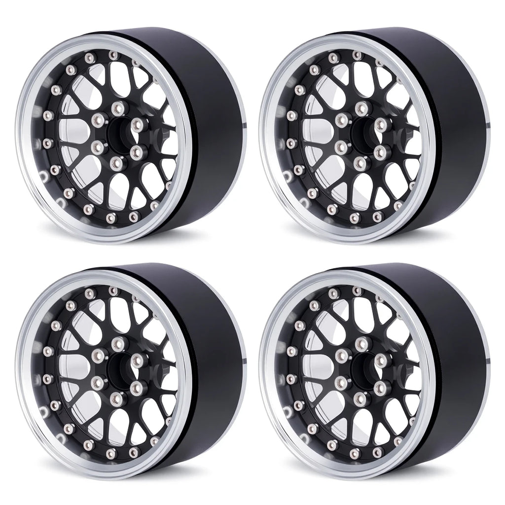4Pcs Aluminum Alloy 2.2" Beadlock Wheels, Universal Fit for 1/10 RC Crawler Car Axial SCX10 II III & Traxxas TRX4