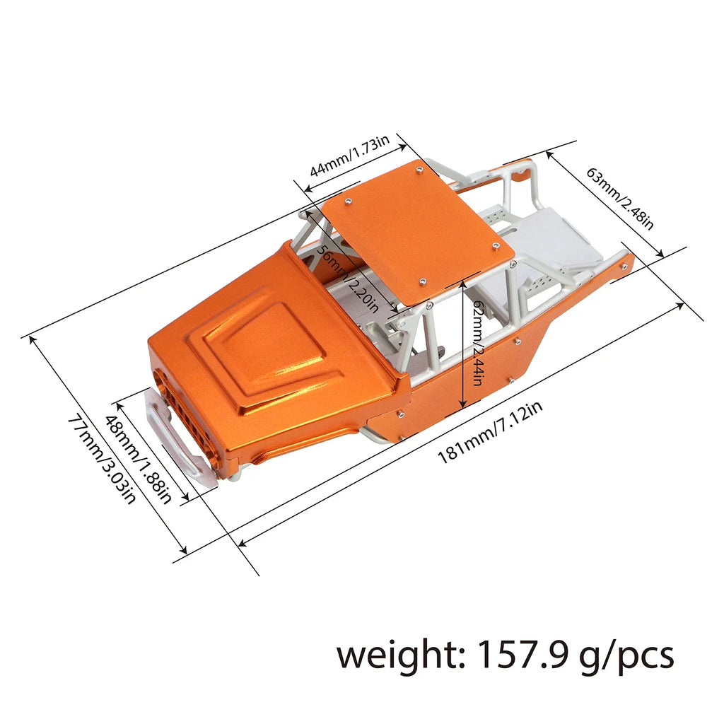 Hoocrawler CNC Aluminum Frame Body Shell Rocks Cage One Piece Tube Chassis For RC Crawler 1/24 SCX 24 Ripper Upgrades