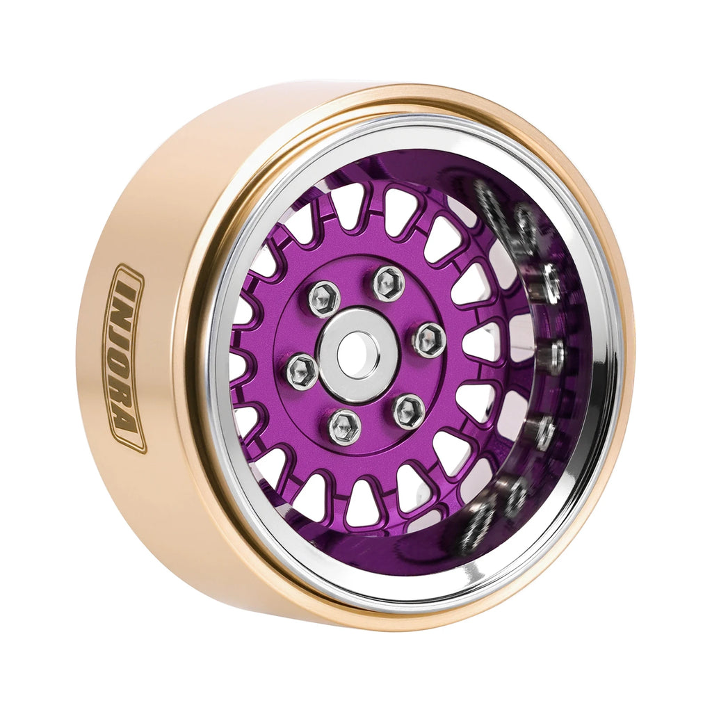 INJORA ModuWheel 1.3" Brass & Aluminum Beadlock Wheels, Negative Offset, for 1/18 1/24 RC Crawlers