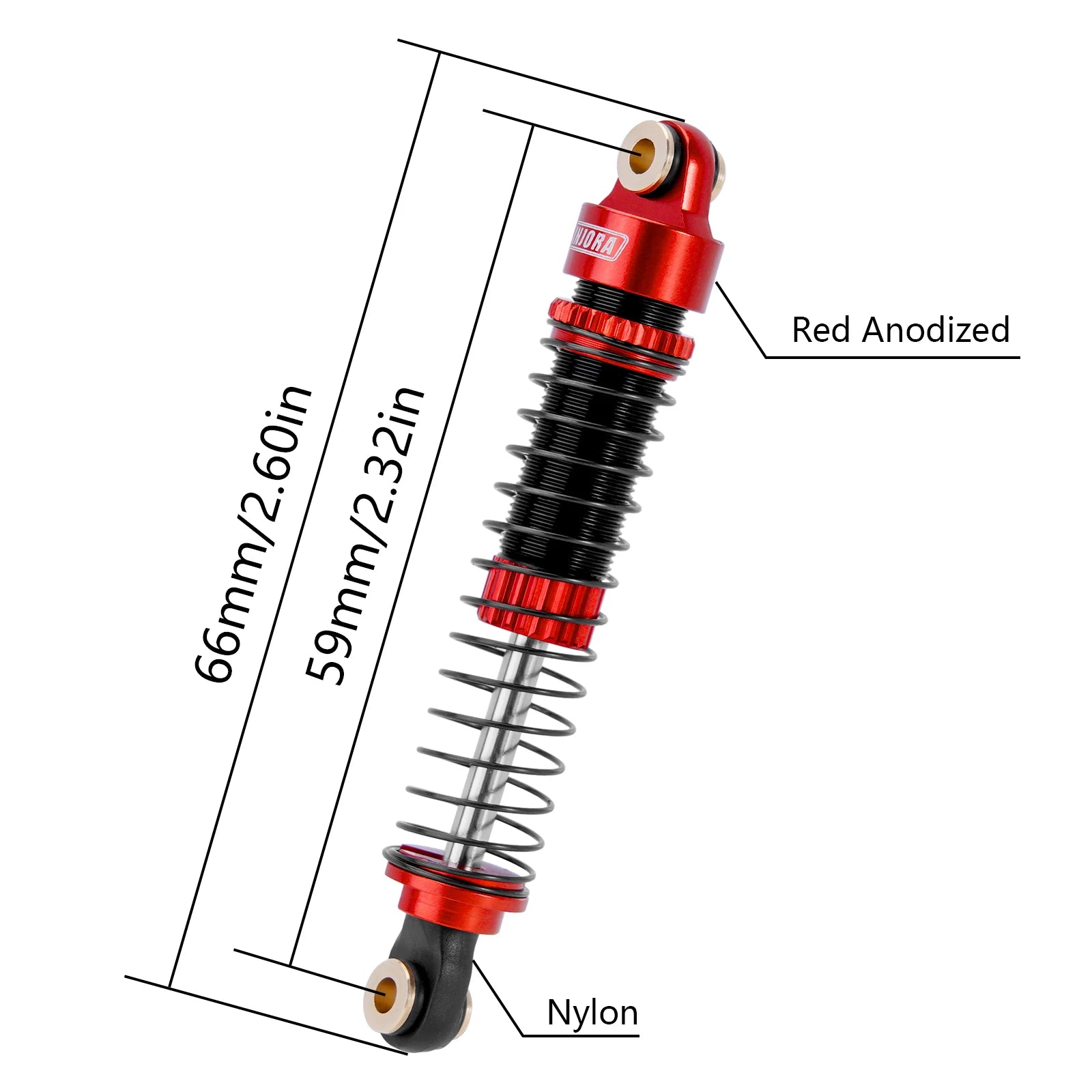 INJORA 53MM 59MM Threaded Shocks for 1/18 Redcat Ascent18 HPI Venture18