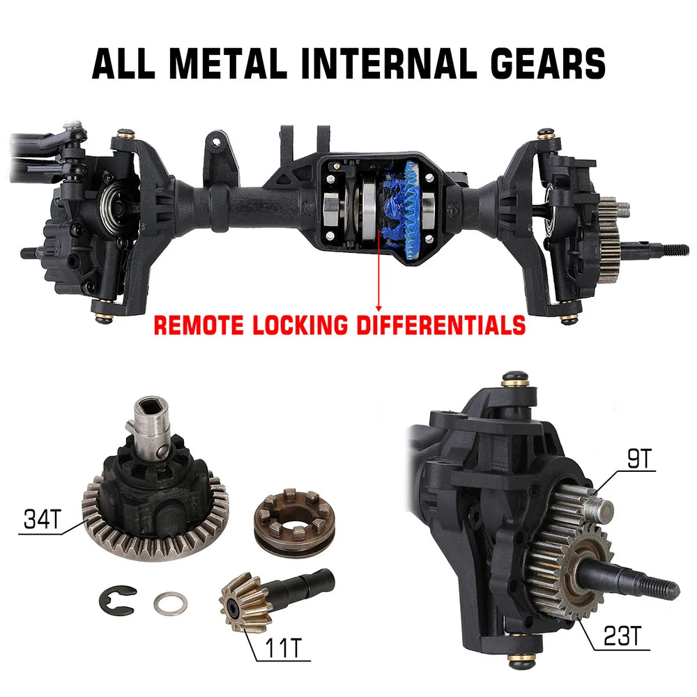 Metal RC Portal Axles 1/10 Front and Rear axle with T-lock Differential for Traxxas TRX-4 Axle RC Car Upgrades Parts