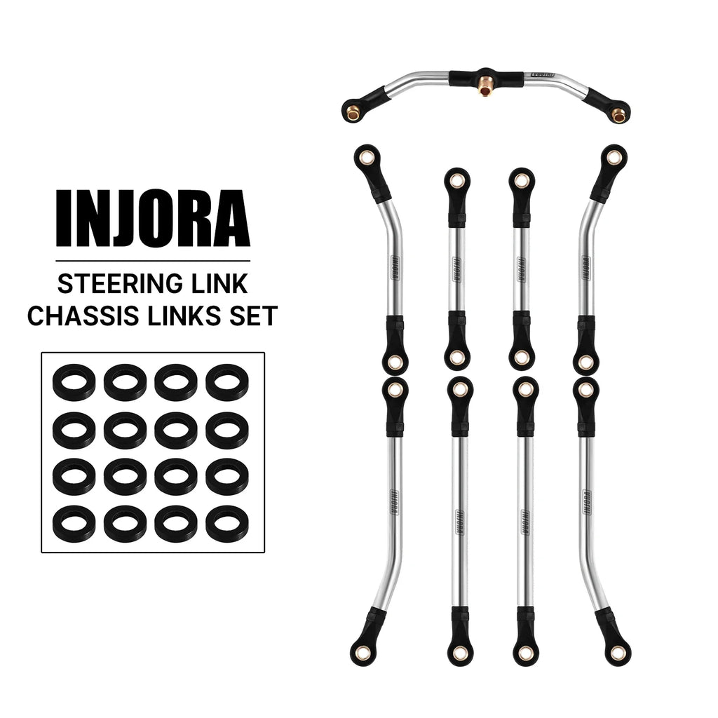 INJORA Stainless Steel High Clearance Chassis Links Steering Link Set for 1/18 RC Crawler TRX4M Defender Bronco (4M-08 4M-57)