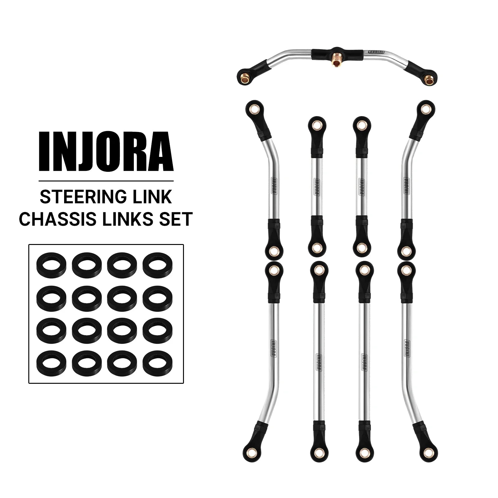 INJORA Stainless Steel High Clearance Chassis Links Steering Link Set for 1/18 RC Crawler TRX4M Defender Bronco (4M-08 4M-57)