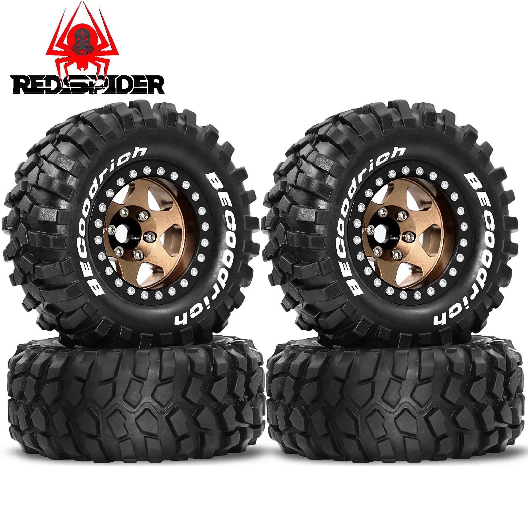 4pcs 1.9" Rubber Tires Beadlock Wheels Rims for 1/10 RC Crawler Car Traxxas TRX4 Axial SCX10 90046 90047 MST HSP Redcat Gen8