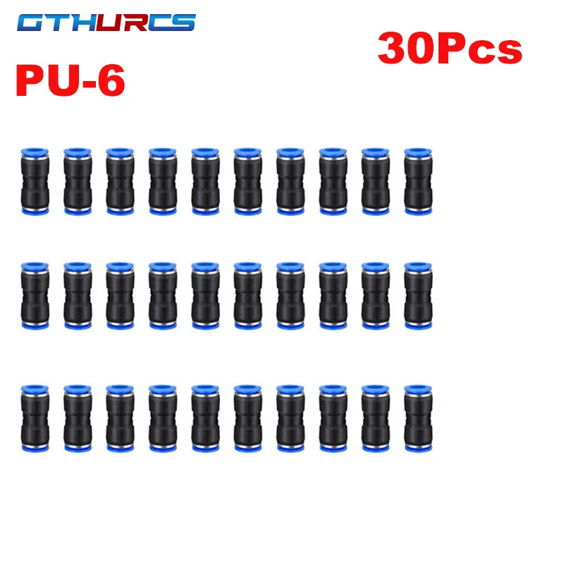 30/40/50/60/70pcs Pneumatic Fitting Straight Push Plastic Connector 6/8/10/12mm Trachea Connector PU  Air Hose Tube