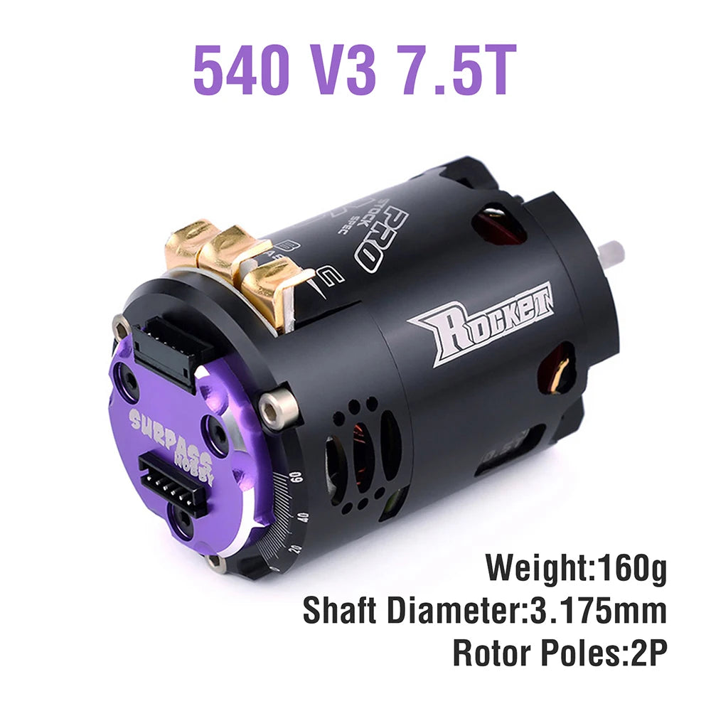 Surpass Hobby Rocket 540 V3 Brushless Motor 5.5T 6.5T 8.5T 10.5T 13.5T 21.5T For Modified Competition 1/10 1/12 F1 RC Drift Car
