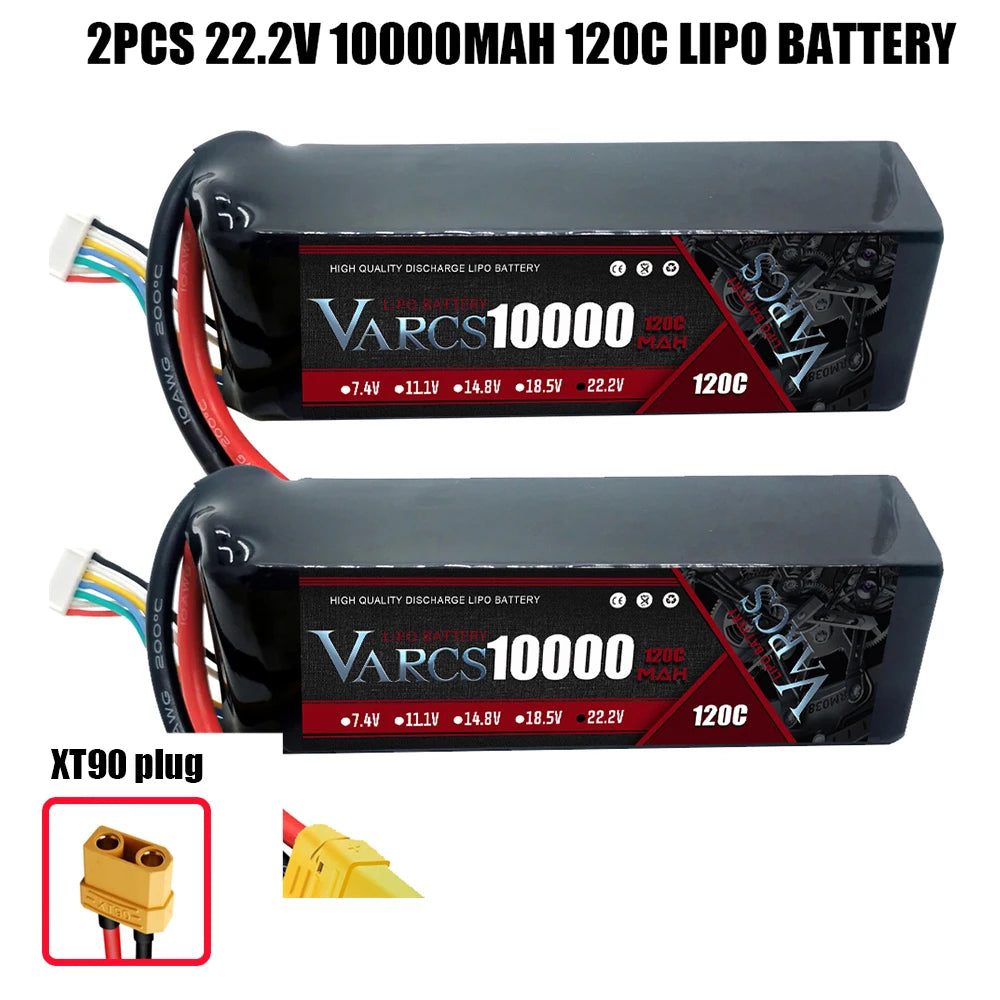 2PCS VARCS 7.4V 7.6V 11.4V 11.1V 15.2V 14.8V 22.2V 2S 3S 4S 6S 5200Mah 6300Mah 6500mAh 6200mAh 6750mAh 8000mAh 7000mAh 10000mah