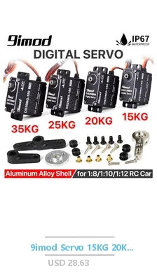 9imod Waterproof Servo 35KG 45KG Aluminum Case Digital Metal Gear HV Coreless Servo for 1/8 1/10 RC Car Truck Crawler Boat