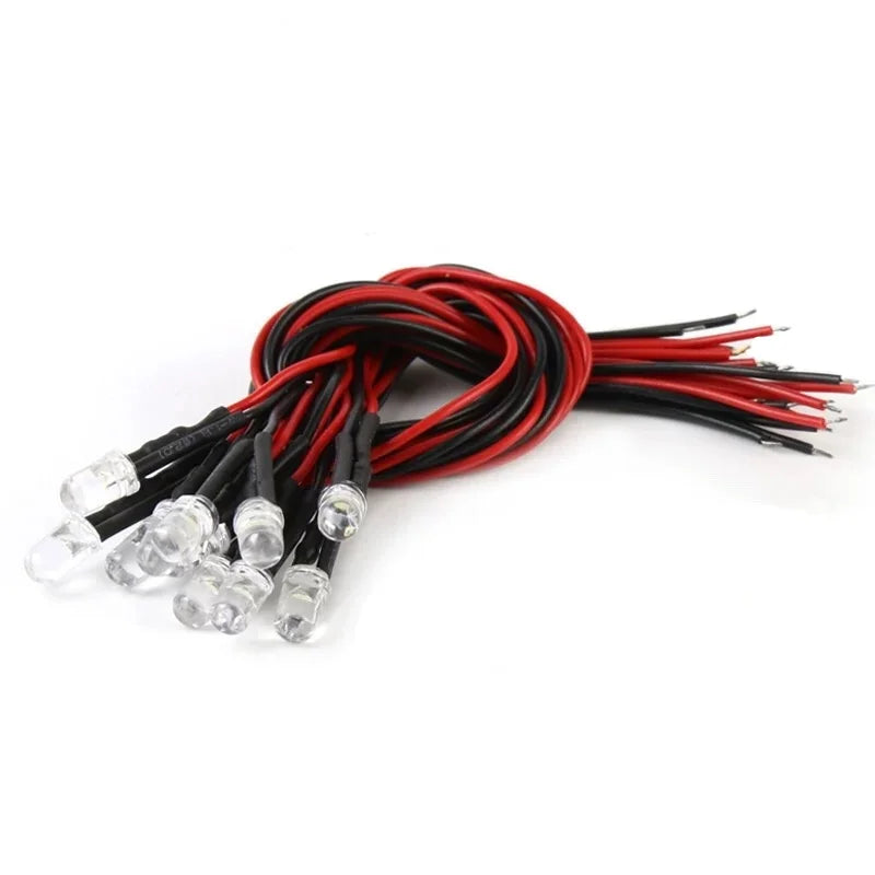 10Pcs 3mm 5mm LED Light 3V-12V Red Green Blue White Multicolor Pilot lamp For RC Crawler Car Traxxas TRX4 Axial Toy Parts