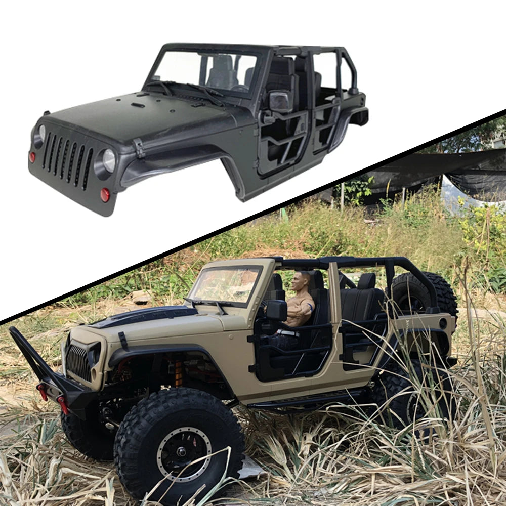 Tube Doors Hard Body Car Shell 12.3" 313mm Wheelbase for 1/10 RC Crawler TRX4 Redcat GEN8 Axial SCX10 90046 Jeep Wrangler