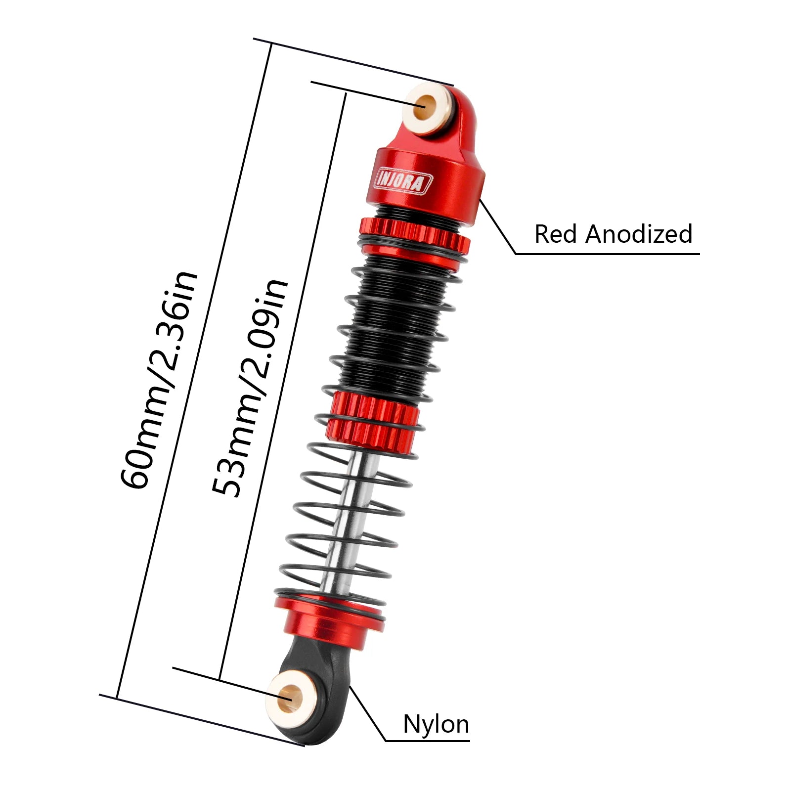 INJORA 53MM 59MM Threaded Shocks for 1/18 Redcat Ascent18 HPI Venture18