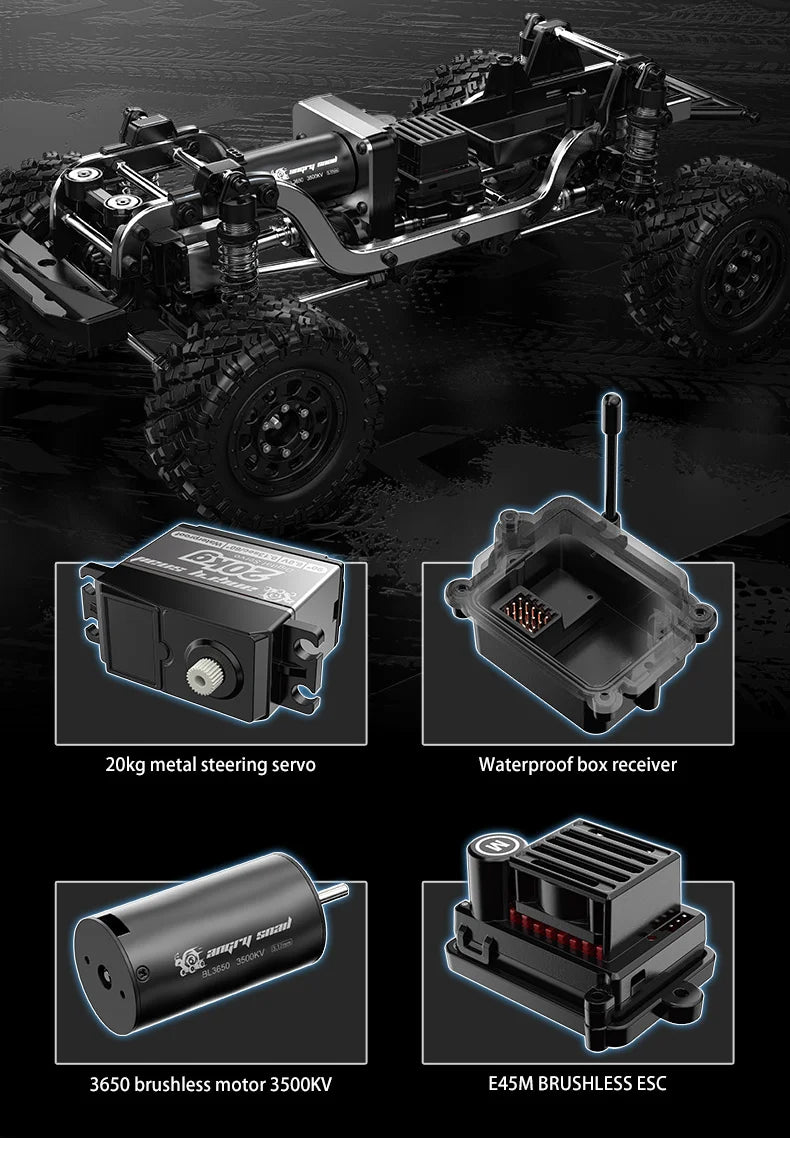 Mjx H12y Pro Rc Car 1/12 Brushless Off-Road Climbing Vehicle Magnetic Quick-Release Aluminum Metal Body Metal Servos Rc Toy