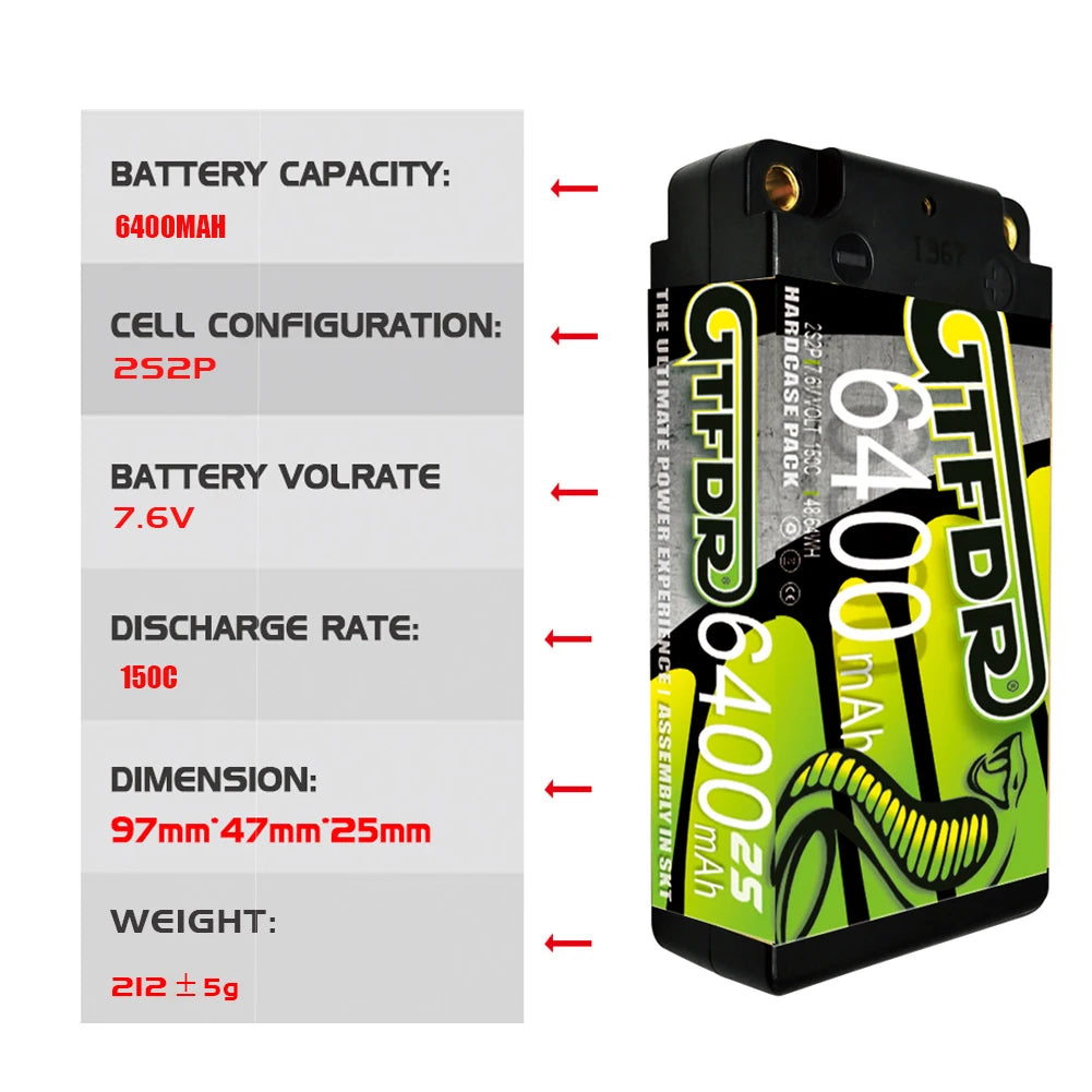 GTFDR 7.6V 7.4V 2S 5MM SHORTY HV 5200MAH 7200MAH 7000MAH 6300MAH 8400MAH 8500MAH 9400MAH 120C 150C 140C  Battery Rc Lipo 1/10