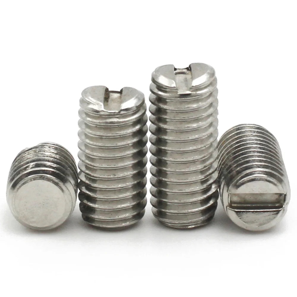 10pcs M1.6 M2 M2.5 M3 M4 M5 M6 M8 304 Stainless Steel Slotted Flat End Set Screw Headless Machine Thread Grub Screws DIN551