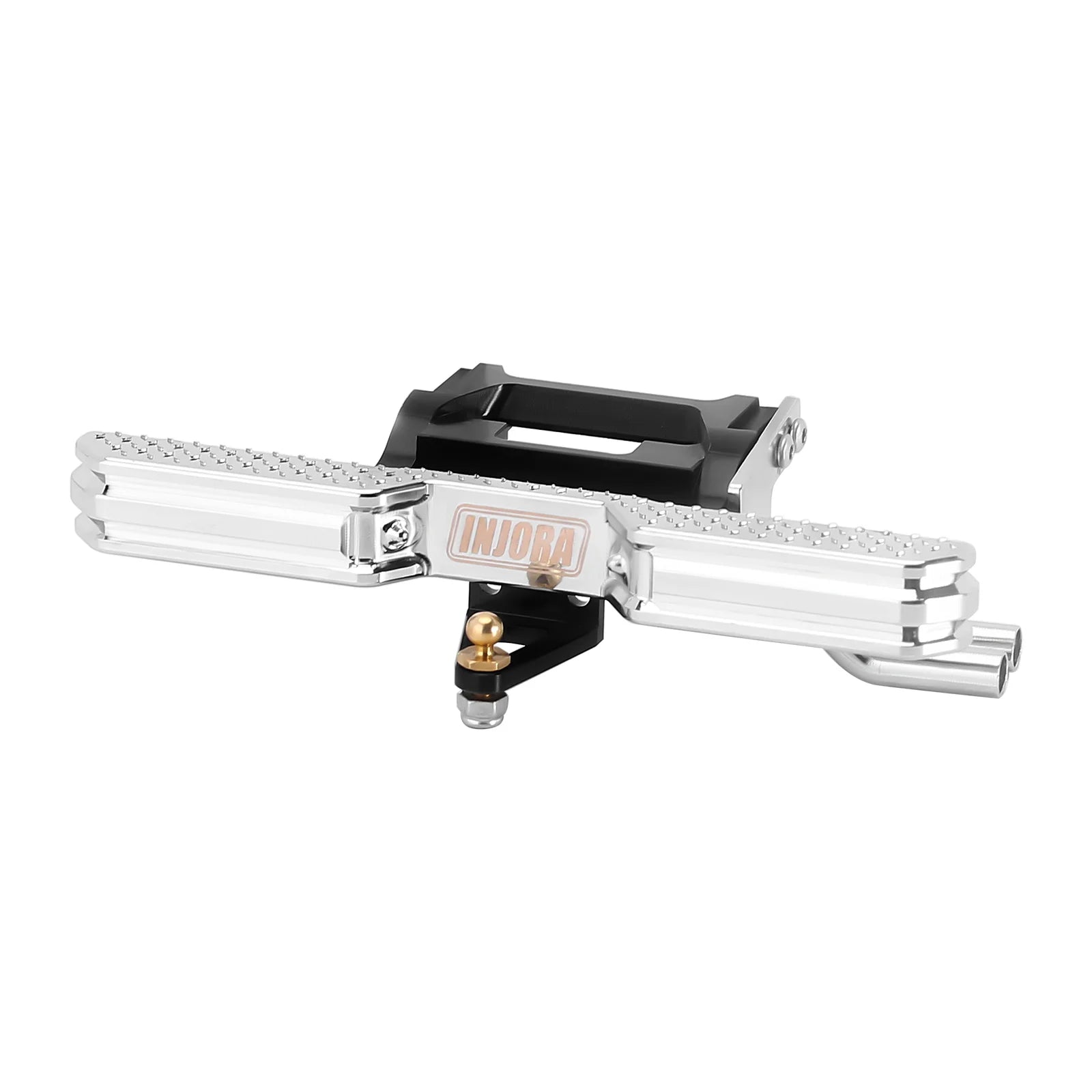 INJORA CNC Aluminum Front Rear Bumper with Dual Exhaust for 1/18 RC Crawler TRX4M High Trail F150 Upgrade (4M-95)