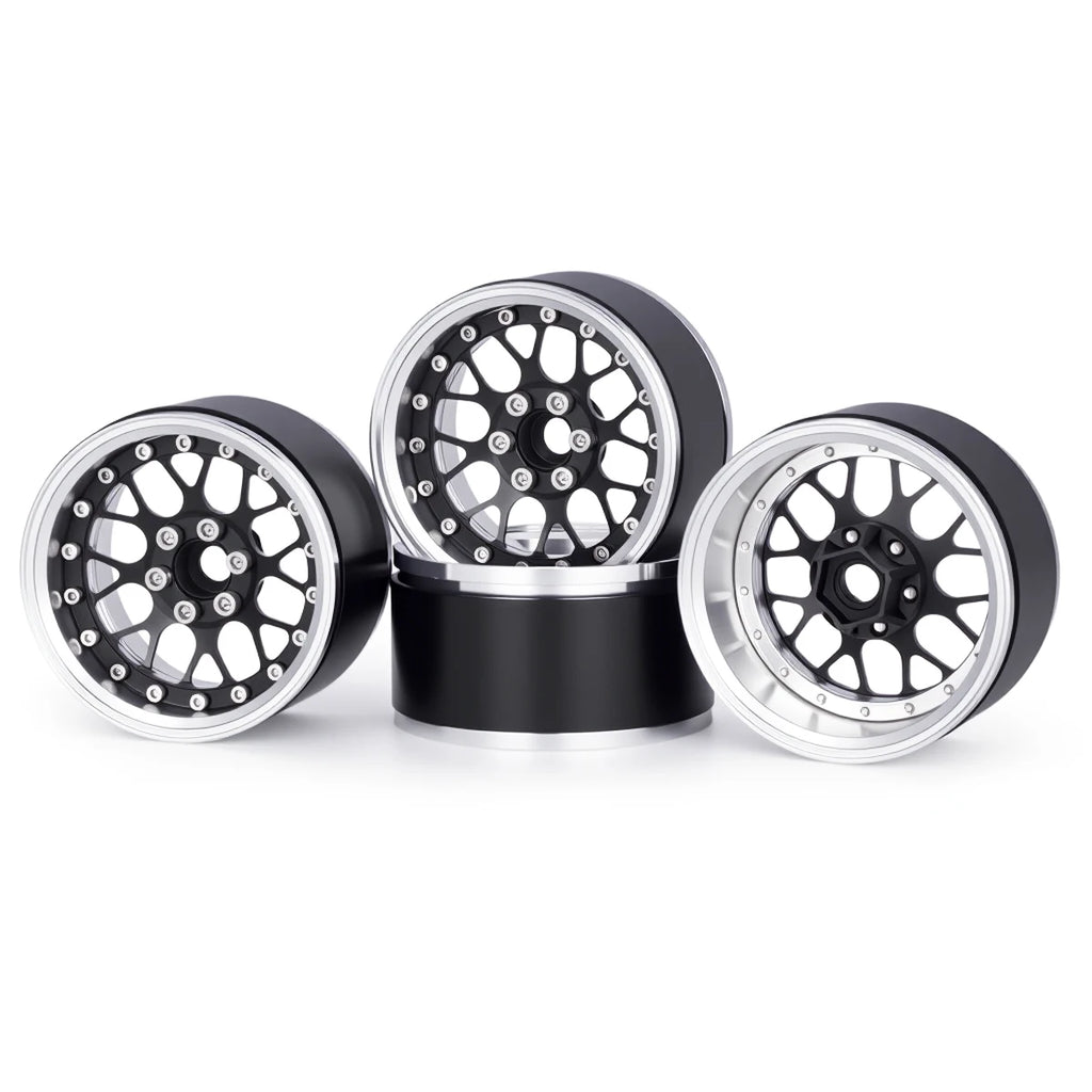 4Pcs Aluminum Alloy 2.2" Beadlock Wheels, Universal Fit for 1/10 RC Crawler Car Axial SCX10 II III & Traxxas TRX4