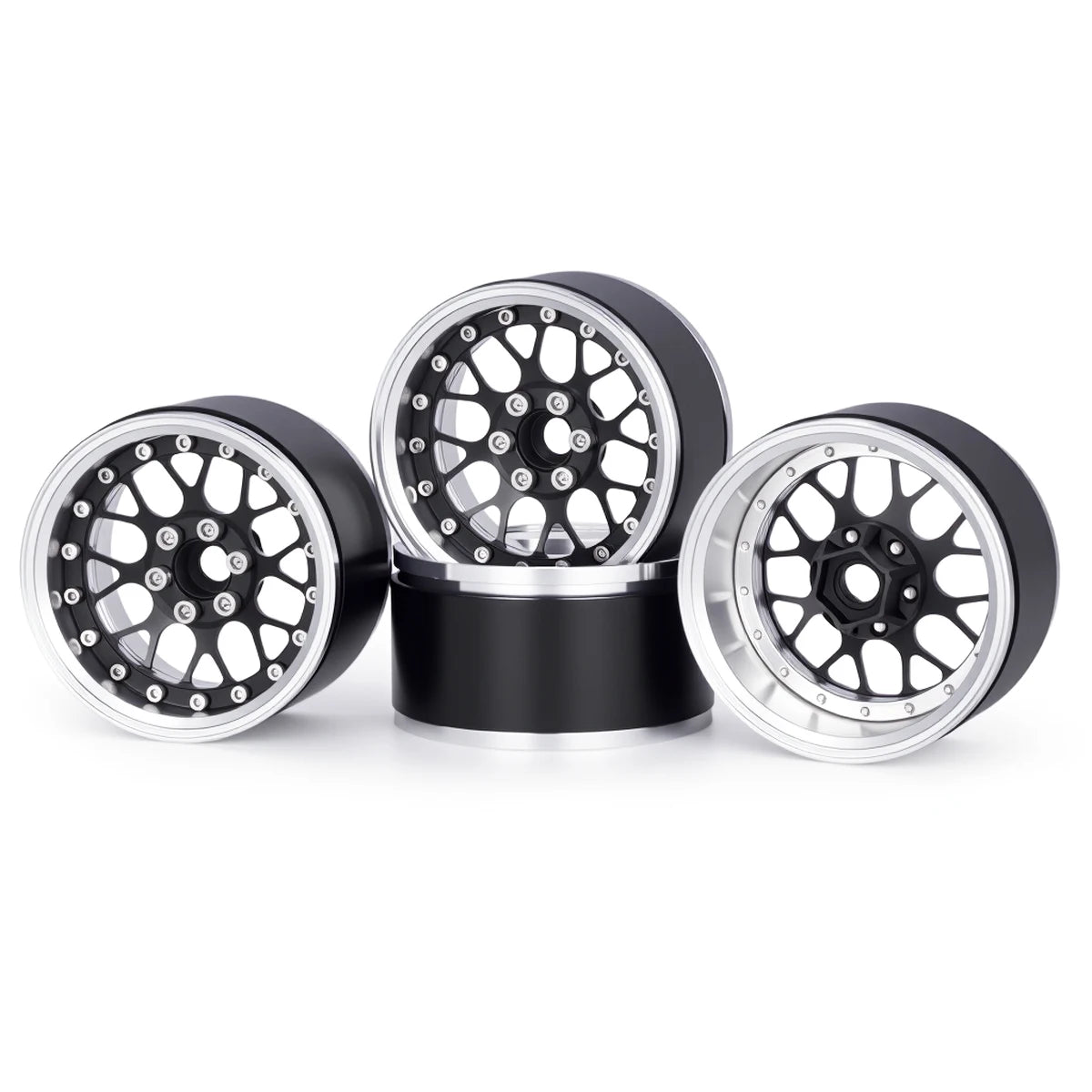 4Pcs Aluminum Alloy 2.2" Beadlock Wheels, Universal Fit for 1/10 RC Crawler Car Axial SCX10 II III & Traxxas TRX4