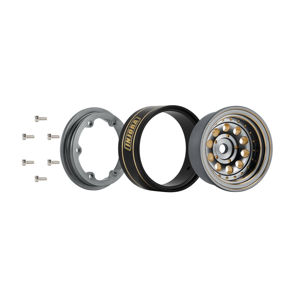 INJORA 39g Black Coating Brass 1.0" Beadlock Wheel Rims for 1/24 1/18 RC Crawler Car Axial SCX24 AX24 TRX4M FCX24 (W1008)
