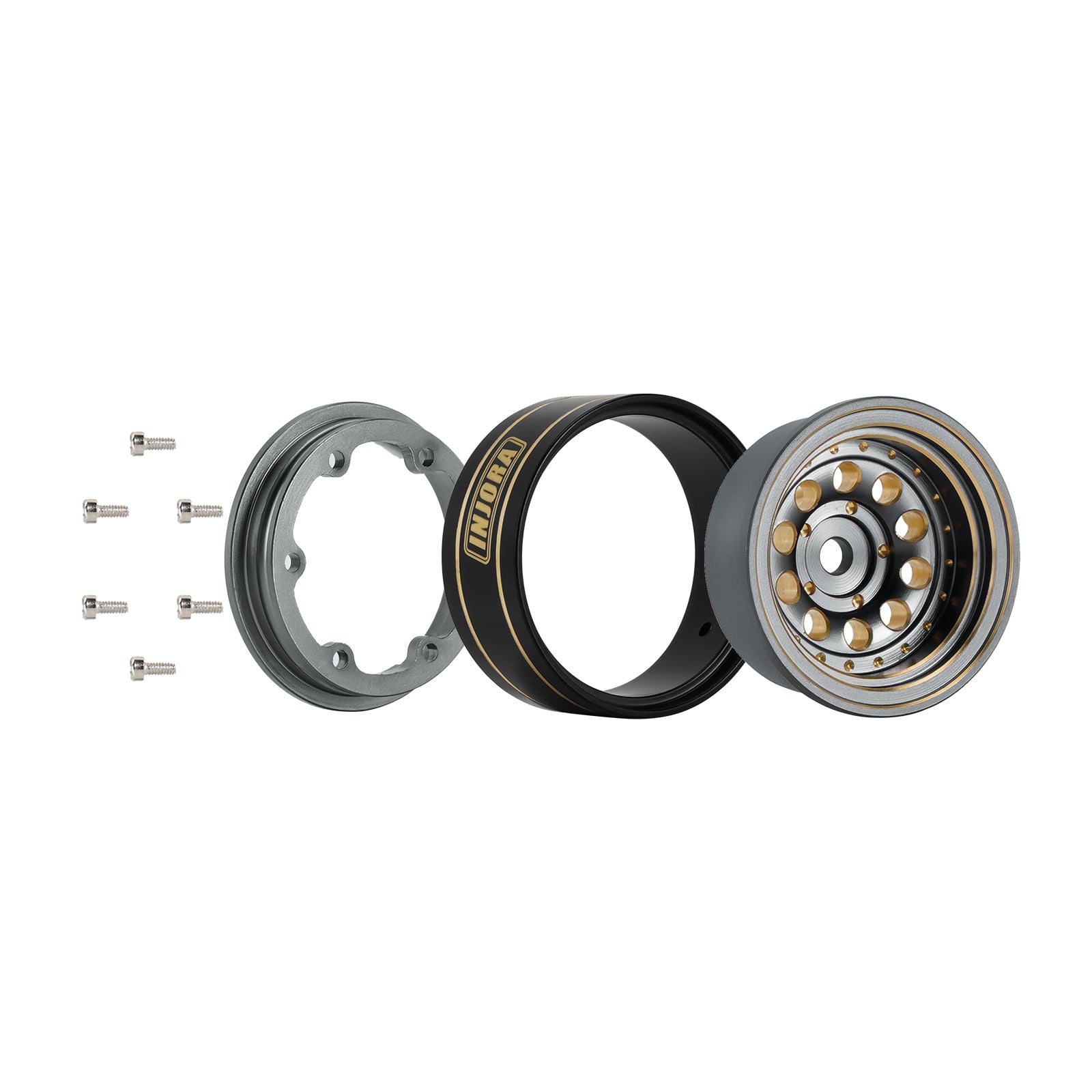 INJORA 39g Black Coating Brass 1.0" Beadlock Wheel Rims for 1/24 1/18 RC Crawler Car Axial SCX24 AX24 TRX4M FCX24 (W1008)