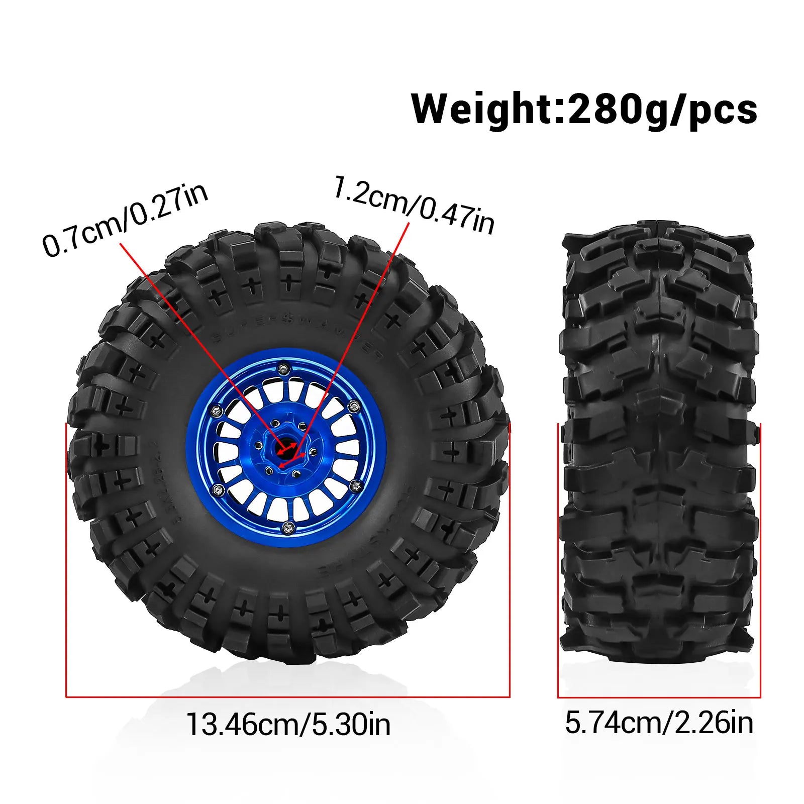 2.2 Inch Aluminum Beadlock Wheels Tires 12mm Hex for 1/10 TRX4 SCX10 Gen8 D90 TRX6 RC Crawler Upgrade 2.2