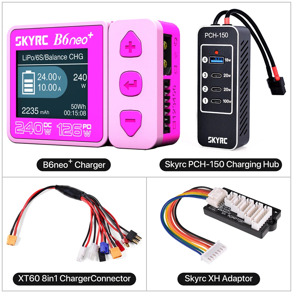 SKYRC B6neo+ Smart Charger High Power DC240W PD126W Multilanguage Balance Charger 600mA XT60/Type-C /PSA100 Power Adapter
