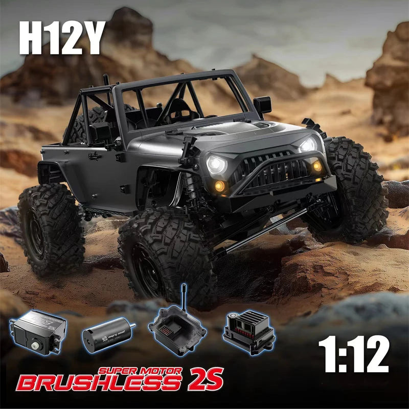 Mjx H12y Pro Rc Car 1/12 Brushless Off-Road Climbing Vehicle Magnetic Quick-Release Aluminum Metal Body Metal Servos Rc Toy