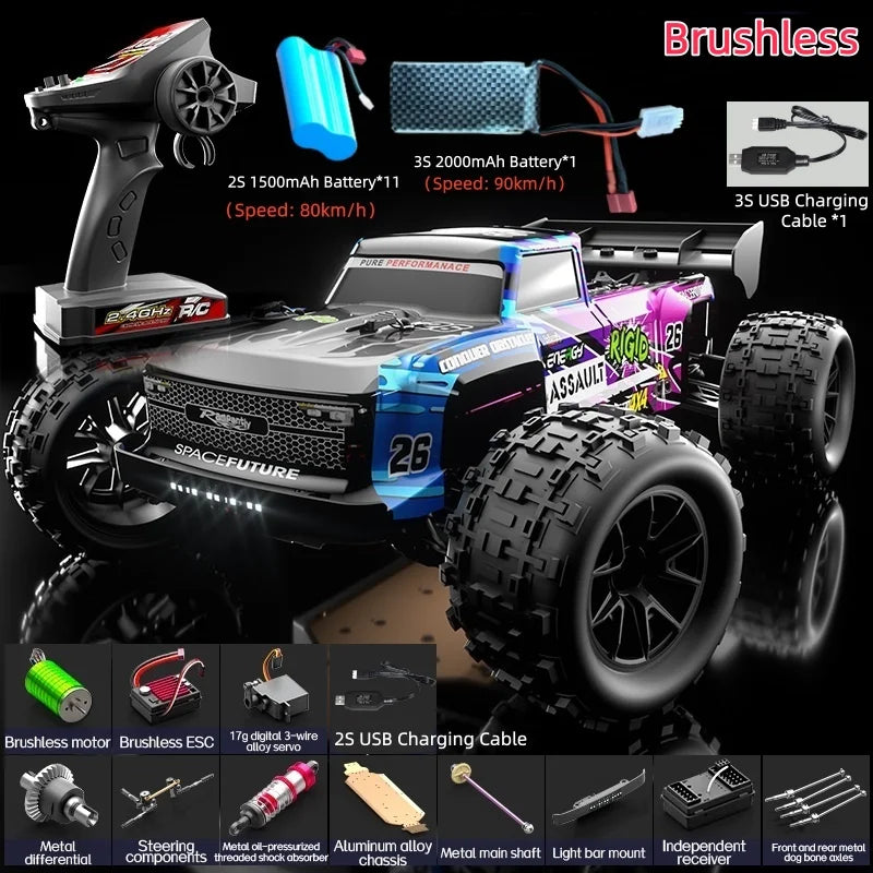 90KM/H High Speed Brushless Four-Wheel Drive Remote Control Car Off-road Vehicle RC Drift Racing With Lights RC Car Adult Toys