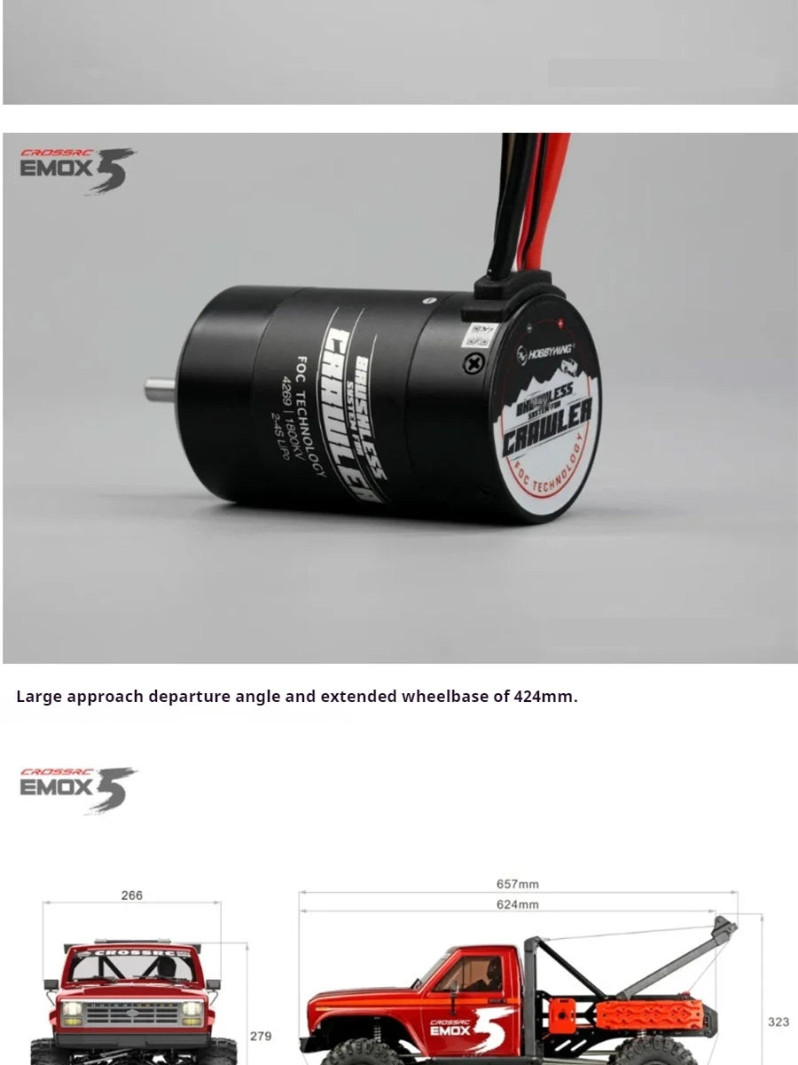 New Crossrc Emo X5 Foc Brushless 1/8 Rc Remote Control Model Cars Off-Road Crawler 4wd Road Rescue Vehicle Children'S Toy Gift