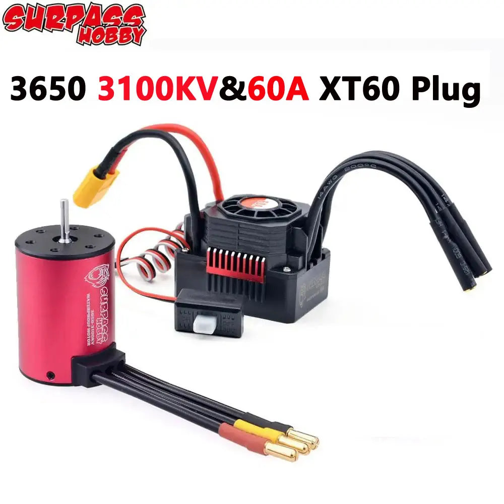 Surpass Hobby KK 3650 Combo Waterproof Brushless Motor 7700/6900/4500/3600/3100KV 3.175mm Shaft w/ 60A/120A ESC for 1/10 RC Car