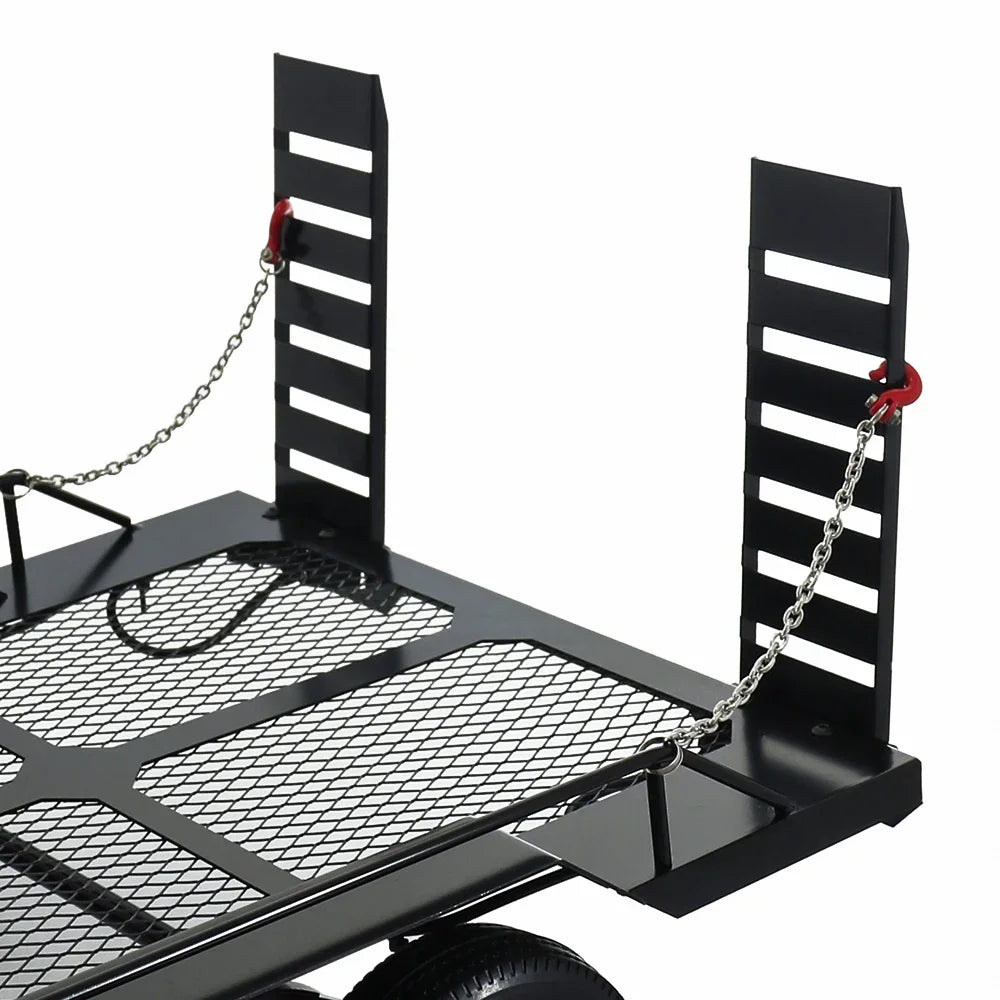 1/10 Dual Axle Metal Truck Trailer for RC Crawler SCX10 II III 90046 TRX4 TRX6 TF2 D90 CC01 RGT 86100 Redcat GEN8 YIKONG 4082