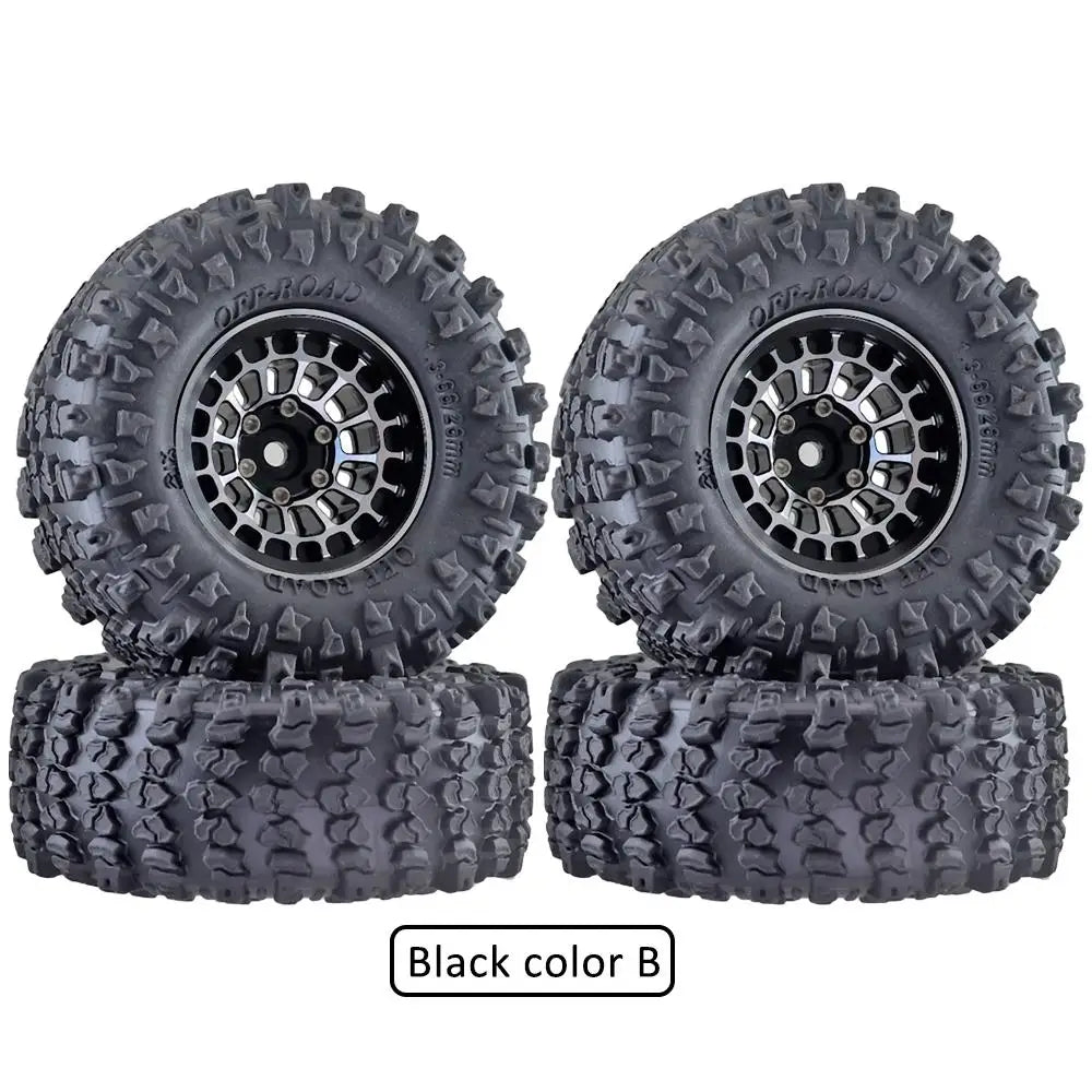 Ajrc Aluminum Alloy 1.3 Inch Beadlock Wheel Rim Tire For 1/24 Fms24 Axial Scx24 1/18 Traxxas Trx4m Trx4-m Rc Crawler Car Tire