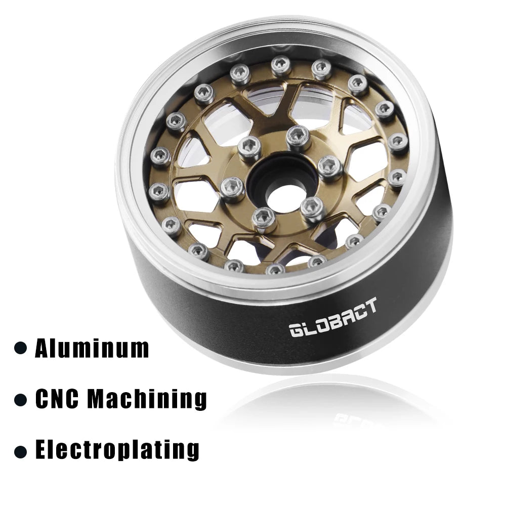 GLOBACT Aluminum 1.9 Beadlock Wheel Rims Adjustable Offsets for TRX4 TRX6 Axial SCX10 Redcat GEN7 GEN8 RC4WD D90 1/10 RC Crawler
