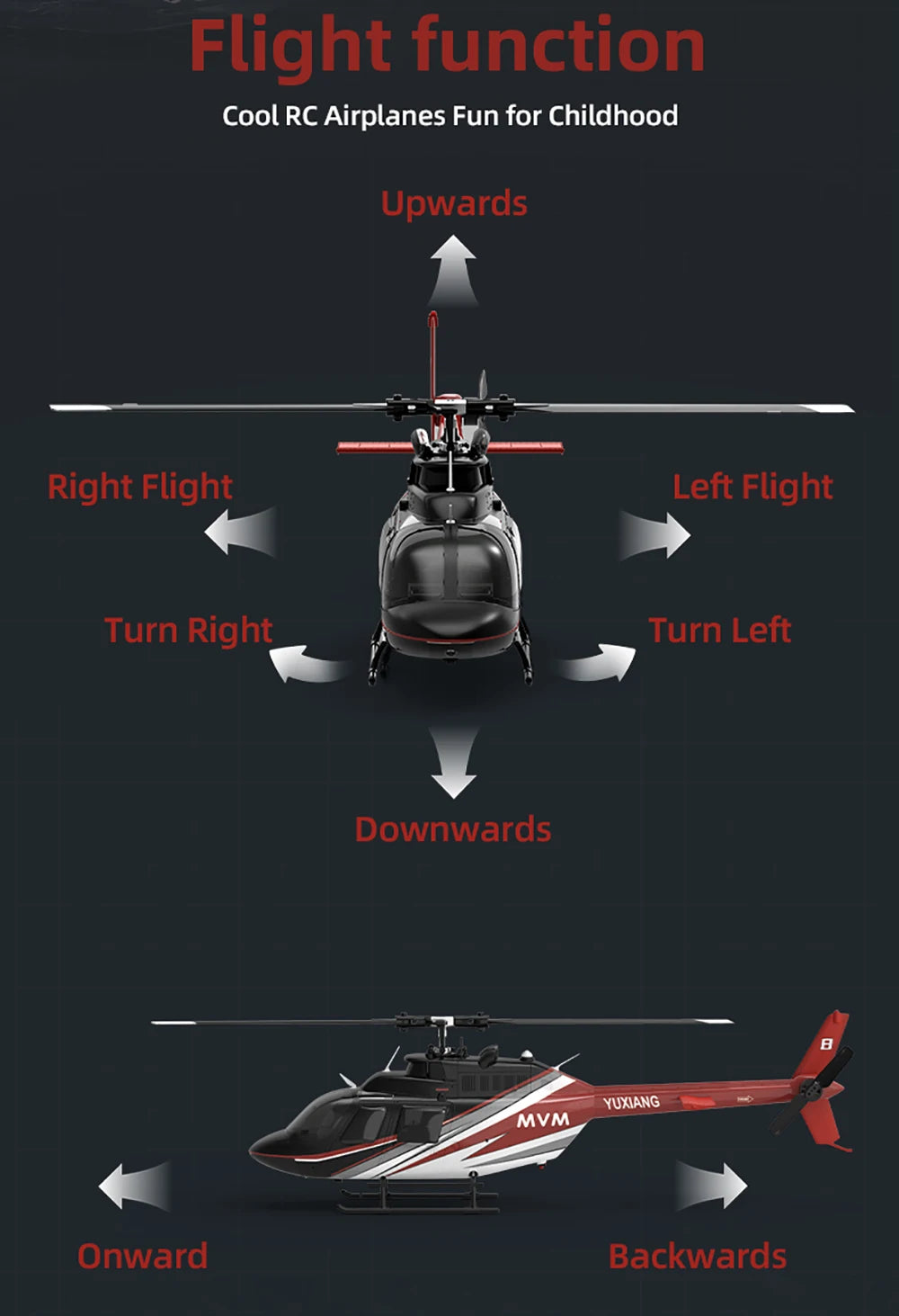 Original YUXIANG 2.4G 6CH Aileronless Bell-206 Helicopter Brushless Motor 6-Axis Gyro 120M Toys
