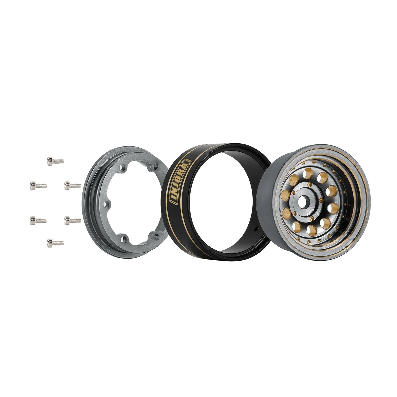 INJORA 39g Black Coating Brass 1.0" Beadlock Wheel Rims for 1/24 1/18 RC Crawler Car Axial SCX24 AX24 TRX4M FCX24 (W1008)