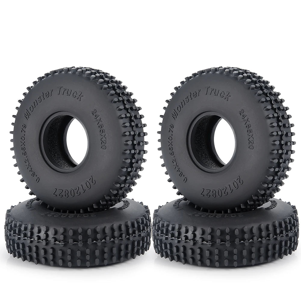 YEAHRUN 4Pcs 1.0inch Soft Rubber Wheel Tires 50/54/58/62/64/65mm for TRX-4M 1/18 Axial SCX24 1/24 RC Crawler Car Upgrade Parts
