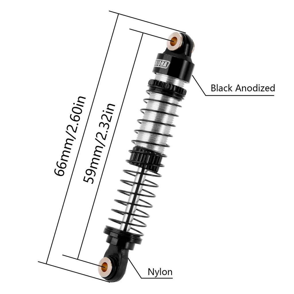 INJORA 53MM 59MM Threaded Shocks for 1/18 Redcat Ascent18 HPI Venture18