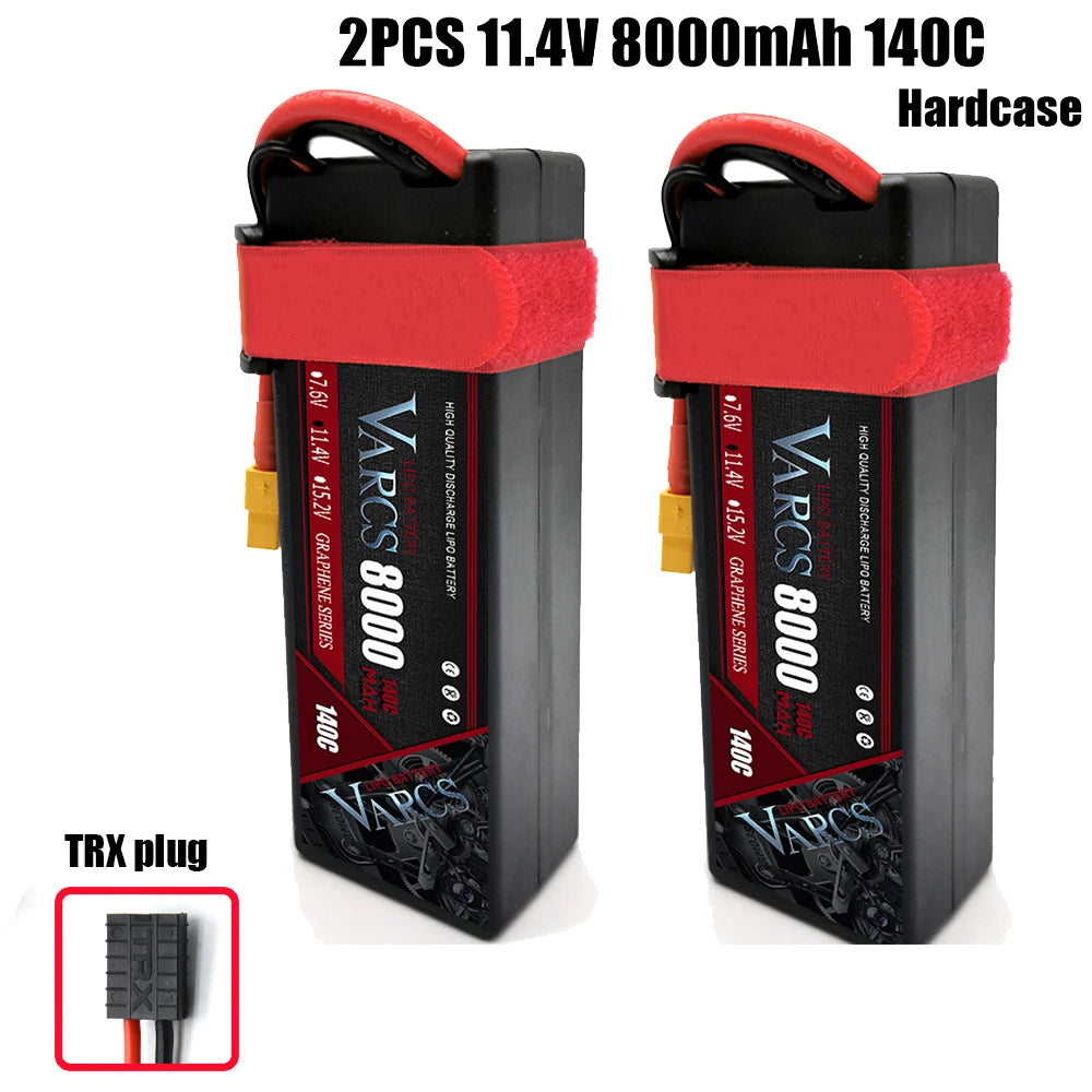 VARCS Lipo 3S 4S Lipo 14.8V 15.2V 11.1V 11.4V Battery 6500mah 7000mah  8400mah 9200mah 10000mah 6200ma 5200mah XT90 EC5 RC Car