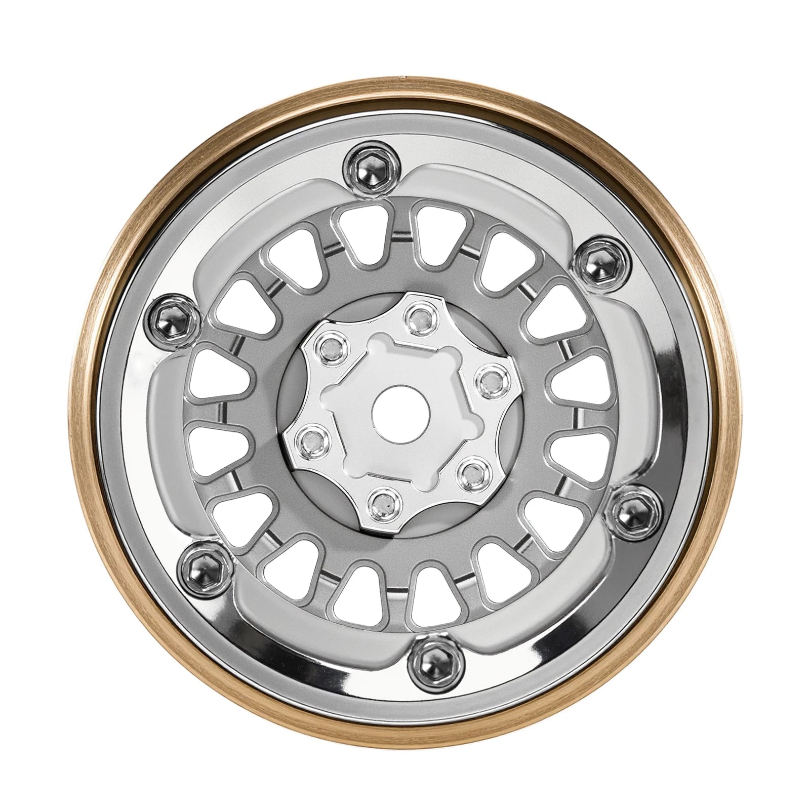 INJORA ModuWheel 1.3" Brass & Aluminum Beadlock Wheels, Negative Offset, for 1/18 1/24 RC Crawlers