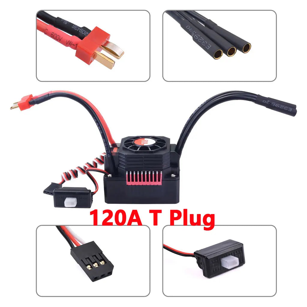 Surpass Hobby KK 3650 Combo Waterproof Brushless Motor 7700/6900/4500/3600/3100KV 3.175mm Shaft w/ 60A/120A ESC for 1/10 RC Car
