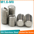 10pcs M1.6 M2 M2.5 M3 M4 M5 M6 M8 304 Stainless Steel Slotted Flat End Set Screw Headless Machine Thread Grub Screws DIN551